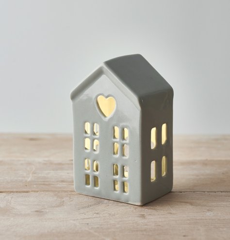 A simple and charming grey ceramic LED house