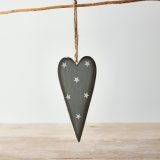 A simple inspired hanging ceramic heart in a rustic grey tone and complete with a starry print 