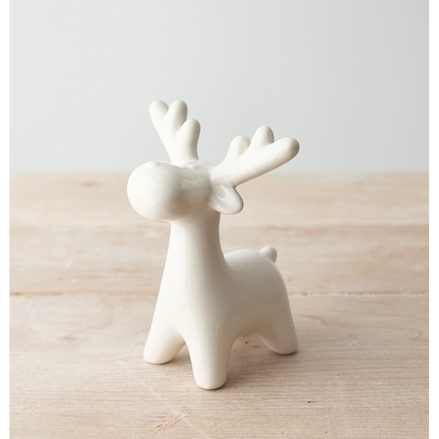 White Ceramic Reindeer 13cm