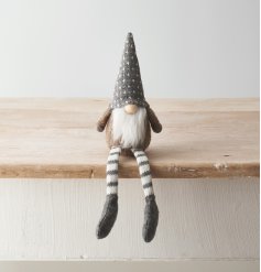  A charming little woodland inspired fabric gonk sitting decoration, complete with a high pointed hat and long dangly le