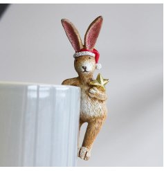  With his festive attire and added little gold star accent, this quirky pot hanging bunny is a must have for the Christm