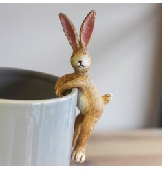 An adorable little posed bunny that can be hung from the edge of any planter or pot 