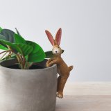 An adorable little posed bunny that can be hung from the edge of any planter or pot 