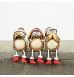  A cute and quirky mix of traditional coloured shelf sitting owl figures with a natural base tone to each 