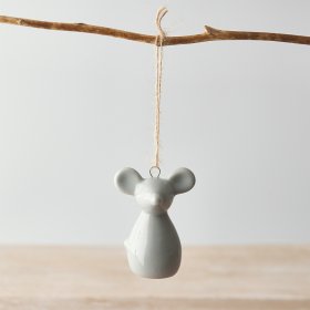 A simple little hanging ceramic mouse decoration 