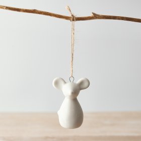 A simple little hanging ceramic mouse decoration 