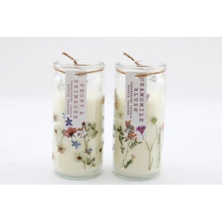 Floral Tube Candles, 14cm 