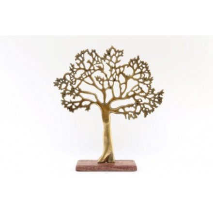 Gold Tree on a Wooden Base, 42cm