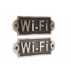 An assortment of iron Wifi plaques in either distressed bronze or tarnished silver 