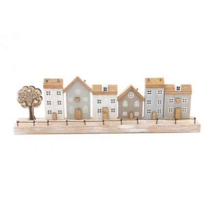 Wooden House and Tree Plaque, 37cm 