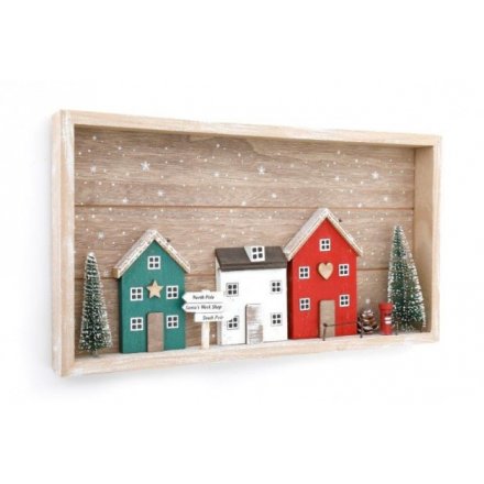 Red and Green House Scenes Plaque, 33cm 