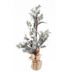   A tall standing artificial Sage and Snowberry tree, presented with a sprinkle of glittery frost 