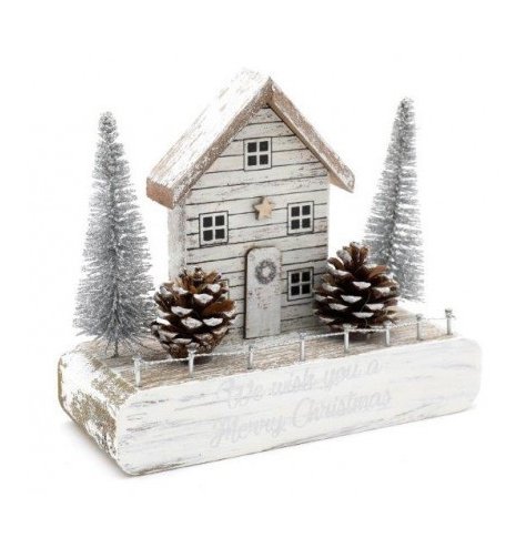 Winter house with Merry Christmas wording
