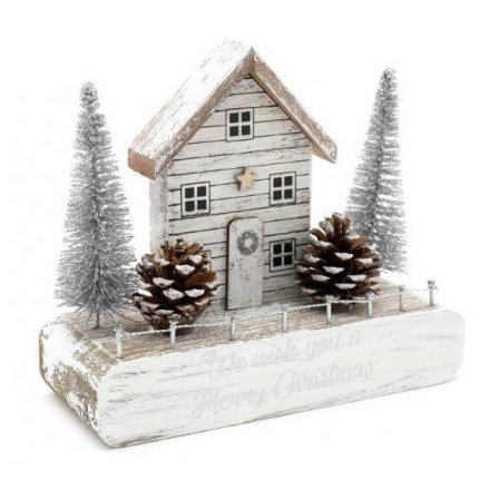 Merry Christmas White Wooden House