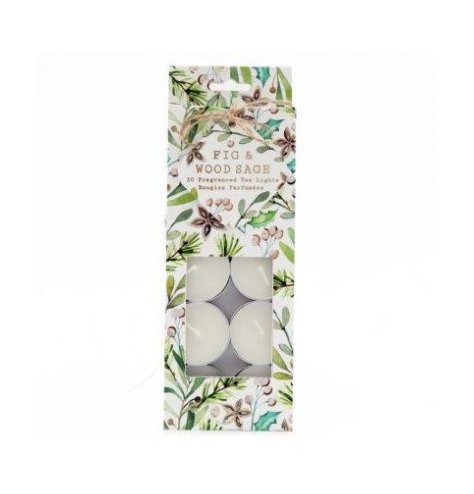 A pack of festive scented tlights in an Alpine Foliage printed packaging 