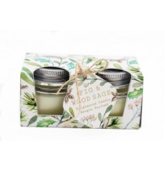  Part of a festive new range of homewares and gifts, a pretty packaged set of mini lidded candles