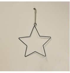 A contemporary inspired hanging wire star decoration, perfect to add to any wall or window in your home 