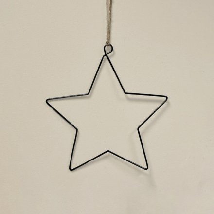 Black Wire Star Hanger, 50cm 