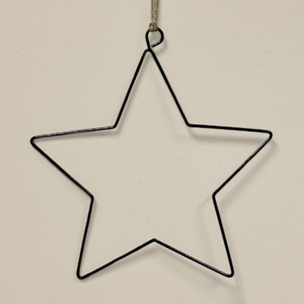 XL Black Star Wire Hanger, 70cm Metal