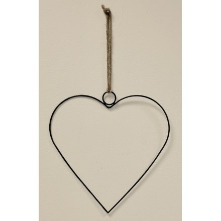 Black Wire Heart Hanger, 30cm 