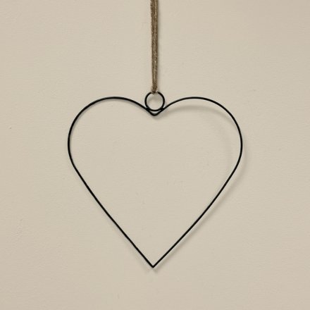 50cm Wire Heart Hanger, Black