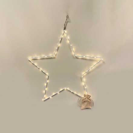 40cm Light Up Wire Star, White 