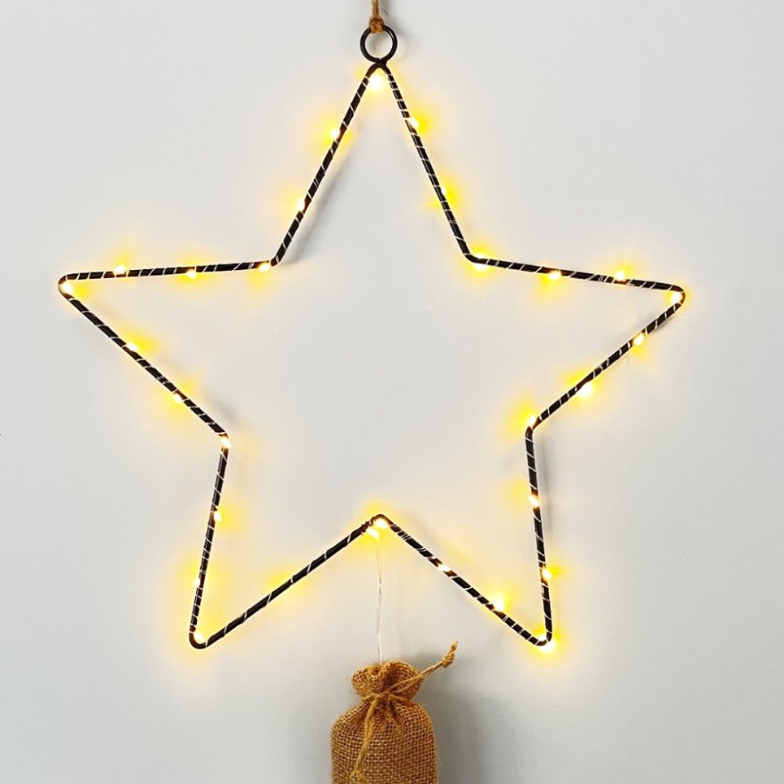 Black Wire LED Star, 40cm Large