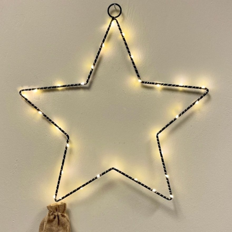 Black Wire LED Star, 75cm XL