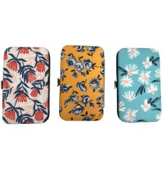 A charming mix of manicure sets, each with a variation of botanical prints 