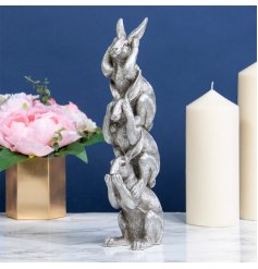 From the beautiful Leonardo Silver Art Range, a stack of posed hares with individual poses and intricate detail 