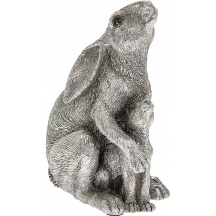 Silver Art Highland Hare and Baby, 12cm