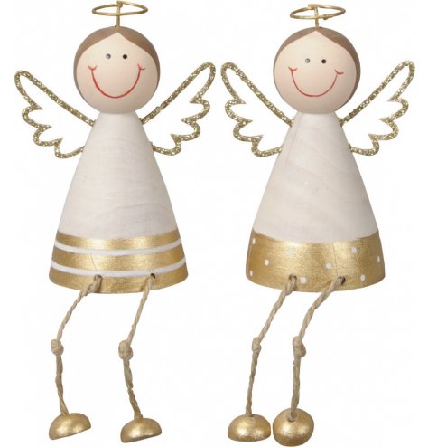 A mix of cute little metal angels with dangly legs and festive sparkle 