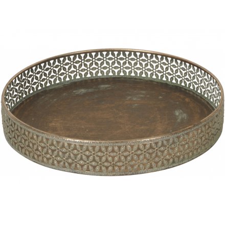 Rustic Bronze Round Tray, 30cm 