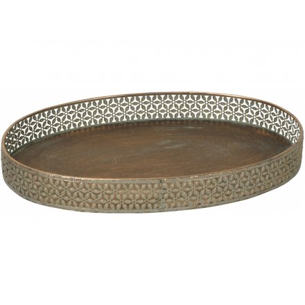 Rustic Bronze Oval Tray, 42cm 