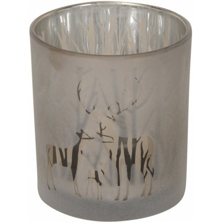 Silver Tree Glass Votive Pot 