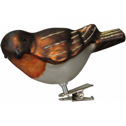 Clip Glass Robin, 9cm 