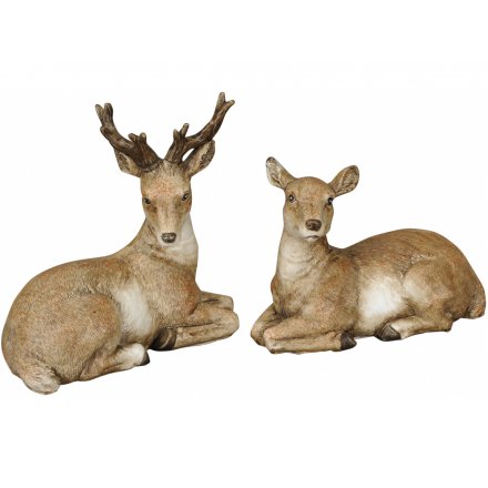 Stag and Deer Figures, 10cm 