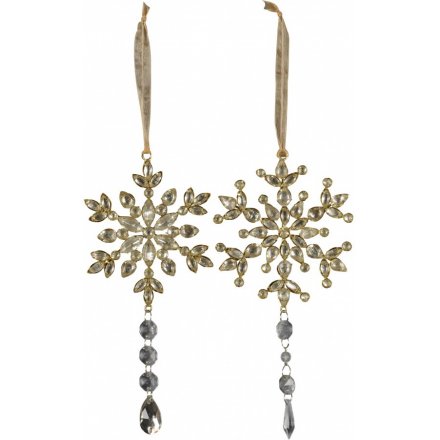 Champagne Gold Snowflake Hangers, 20cm 