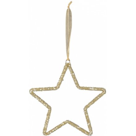 Gold Glitter Star Hanger, 10cm 