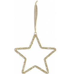  Perfect for adding a sparkly hint to your home at Christmas Time, a star hanger with a gold toning 