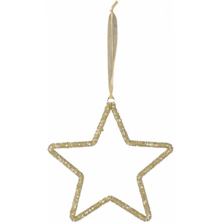 Gold Glitter Star Hanger, 16cm 