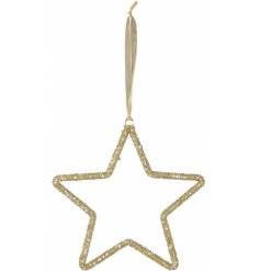  Perfect for adding a sparkly hint to your home at Christmas Time, a star hanger with a gold toning 