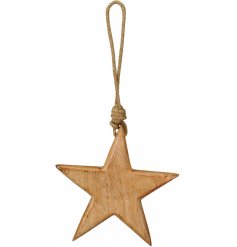 Perfect for combining with any colour scheme or setting, a natural wood star with a chunky jute string 