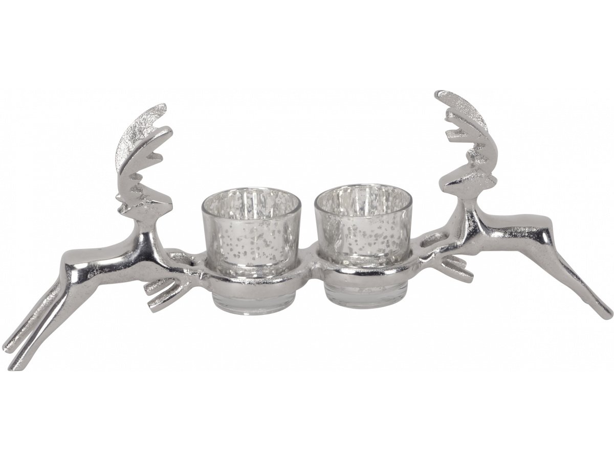 Silver Stag Candle Stand, 35cm 53699 Christmas / Candles & Candle Holders Gainsborough