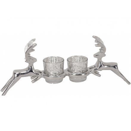 Silver Stag Candle Stand, 35cm 