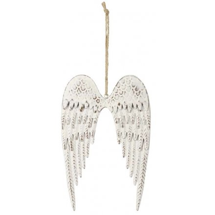 White Washed Angel Wings, 19cm 