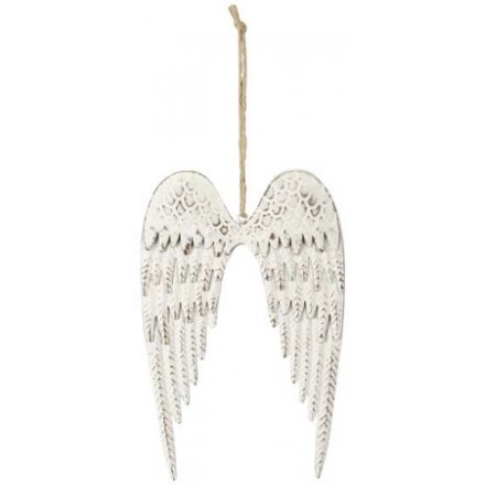 White Washed Angel Wings, 14.5cm 