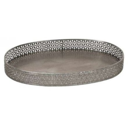 Floral Iron Oval Tray, 42cm 