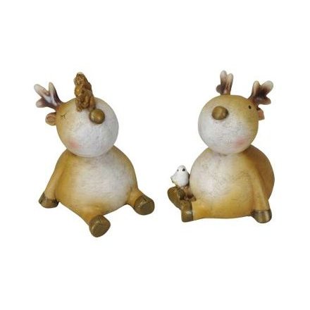 Sitting Reindeer Figures, 11cm 