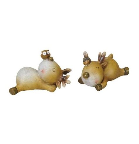 A mix of cute little sleeping reindeer, both set with posed critters 